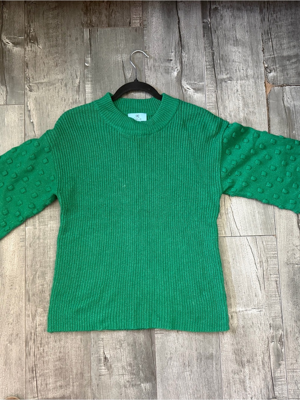 CeCe Women’s Green Bobble Sleeve Ribbed Knit Sweater Size M - Picture 10 of 10